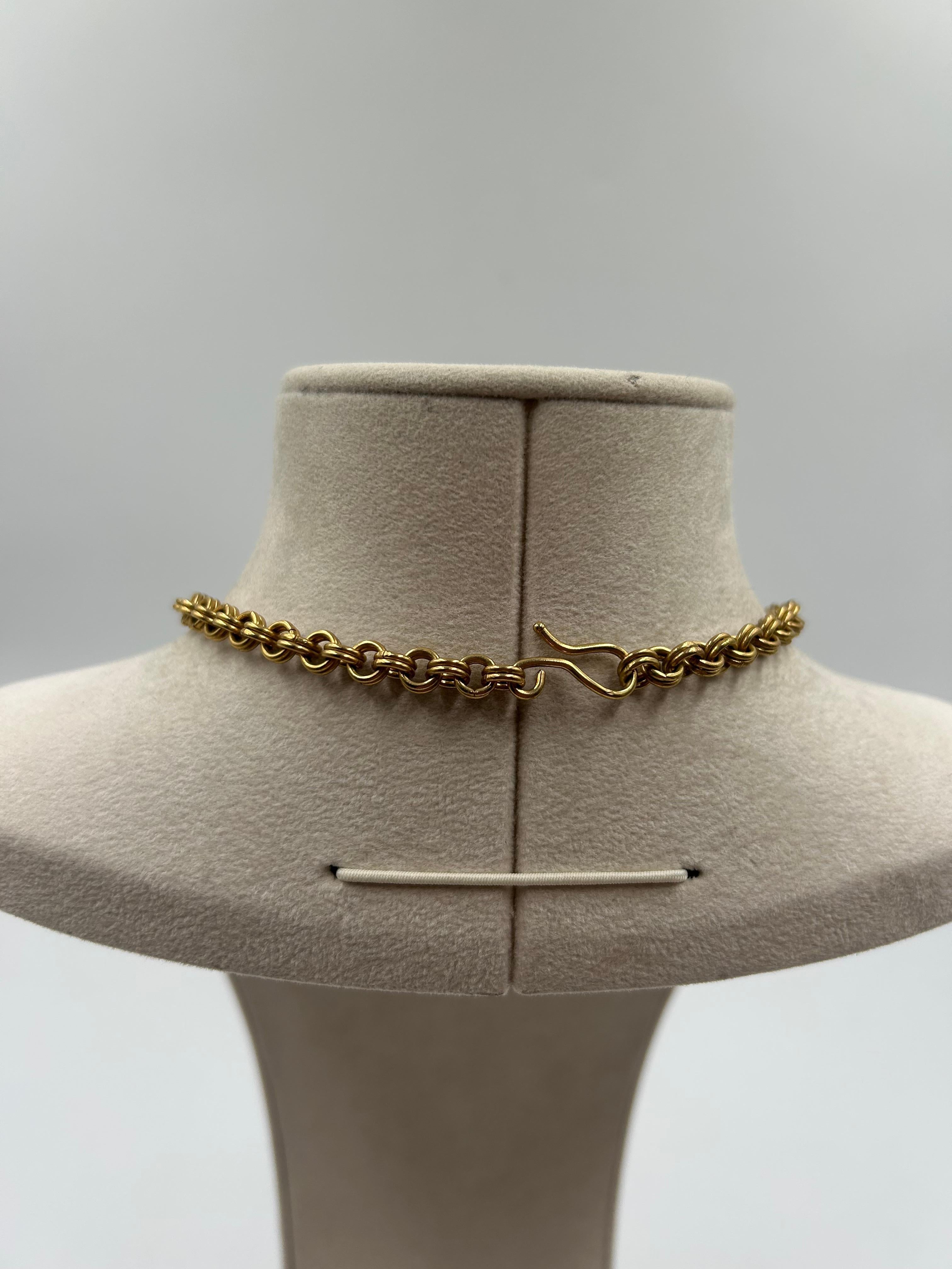 Collier vintage en laiton doré et cristal 2