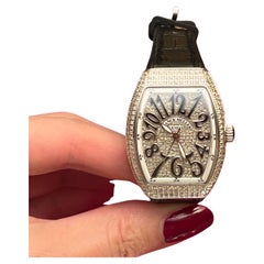 Franck Muller Lady Vanguard V 32 Black Band Diamond Timepiece Watch