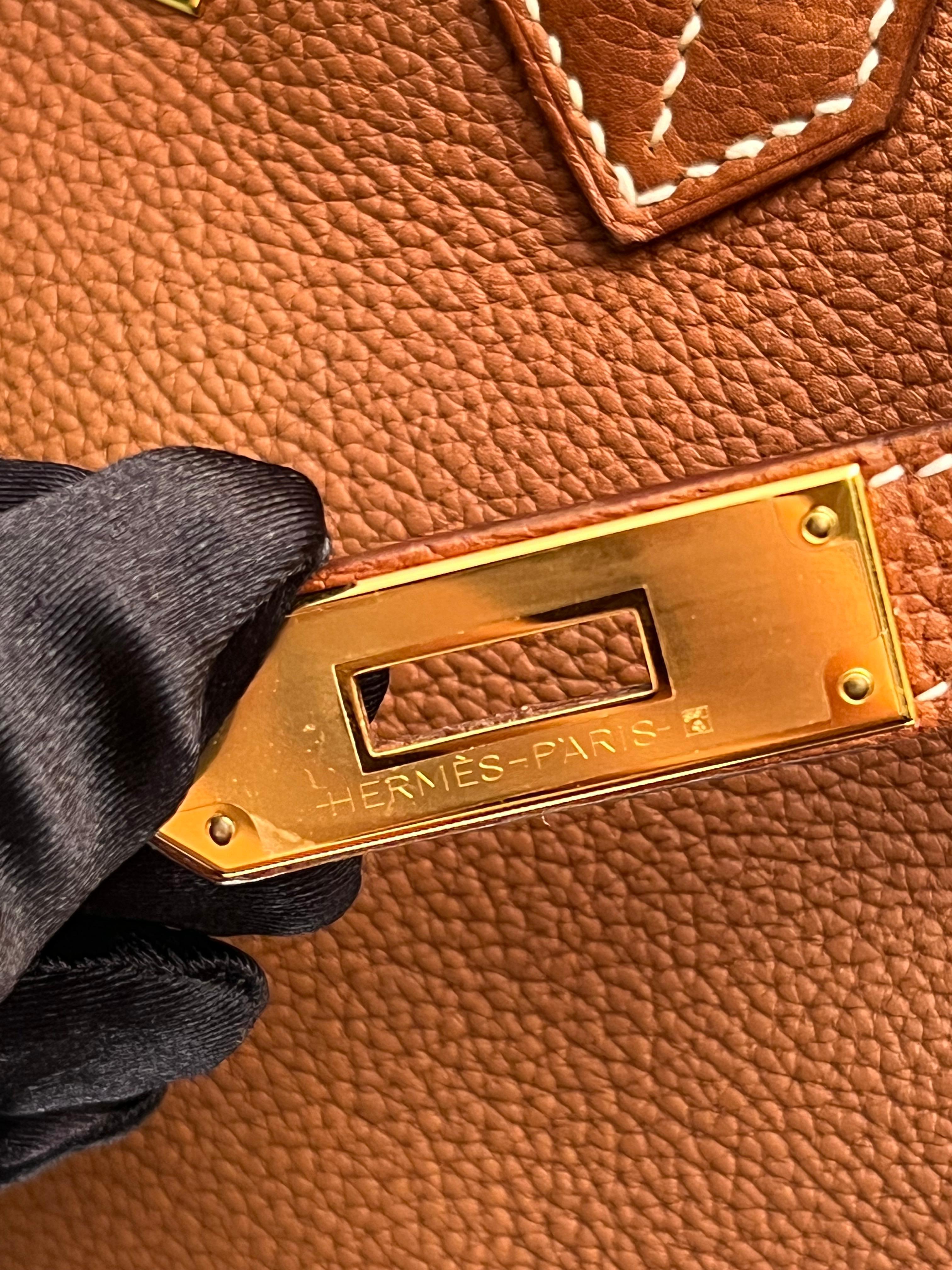 Hermes Birkin 30 Tasche Barenia Faubourg Gold Hardware Tasche im Zustand „Hervorragend“ im Angebot in New York, NY