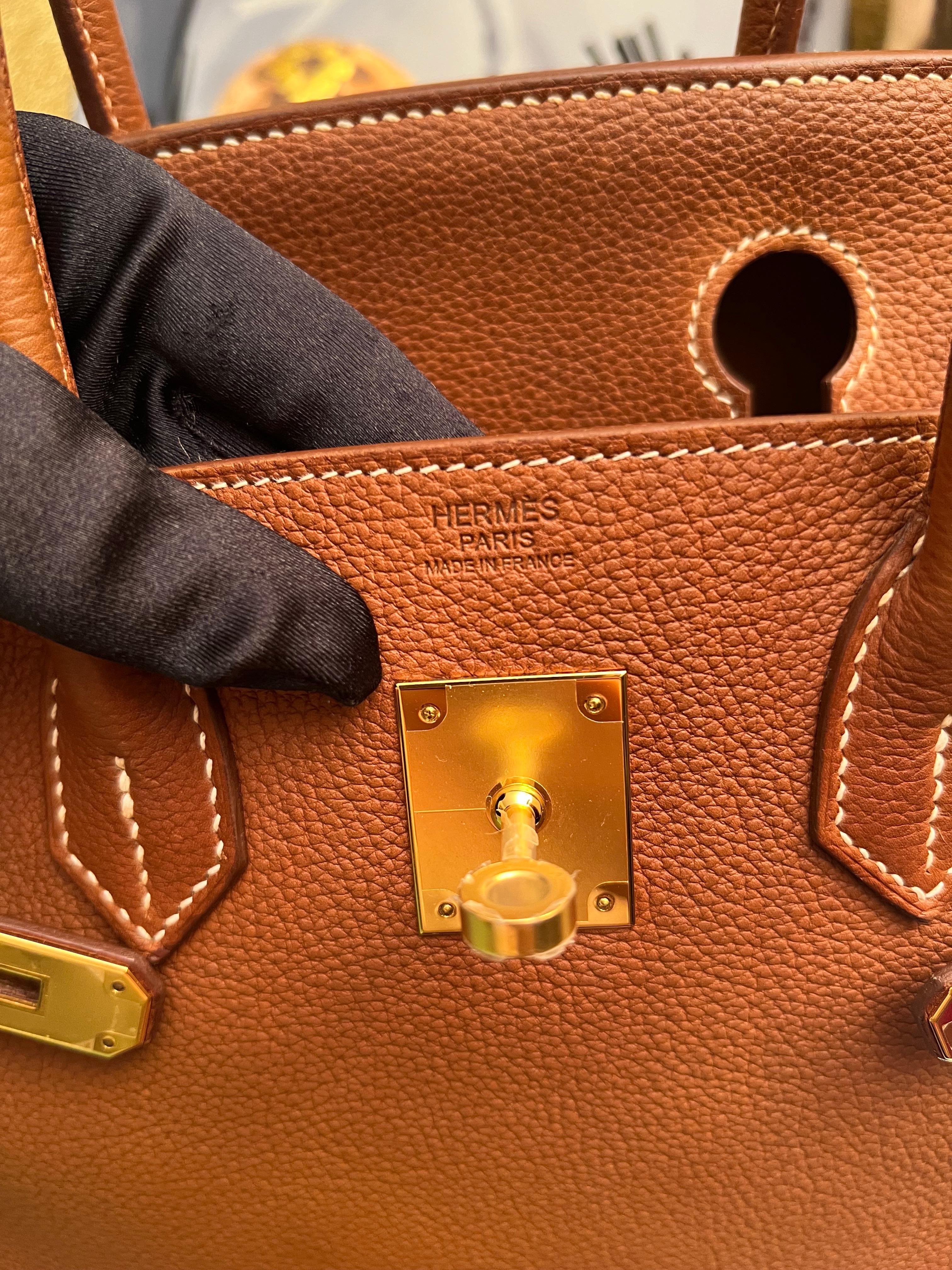 Hermes Birkin 30 Tasche Barenia Faubourg Gold Hardware Tasche im Angebot 8