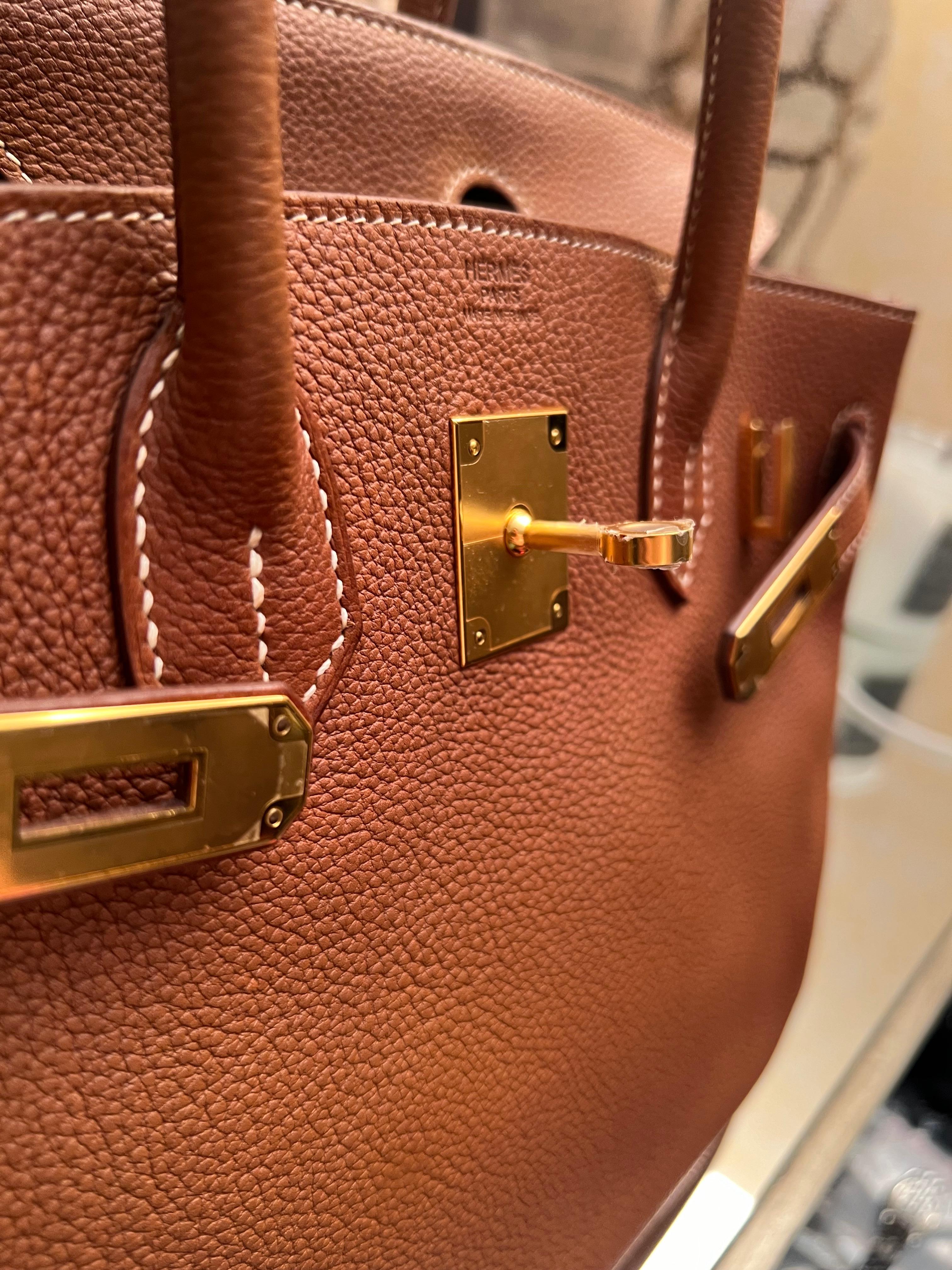 Hermes Birkin 30 Tasche Barenia Faubourg Gold Hardware Tasche im Angebot 10