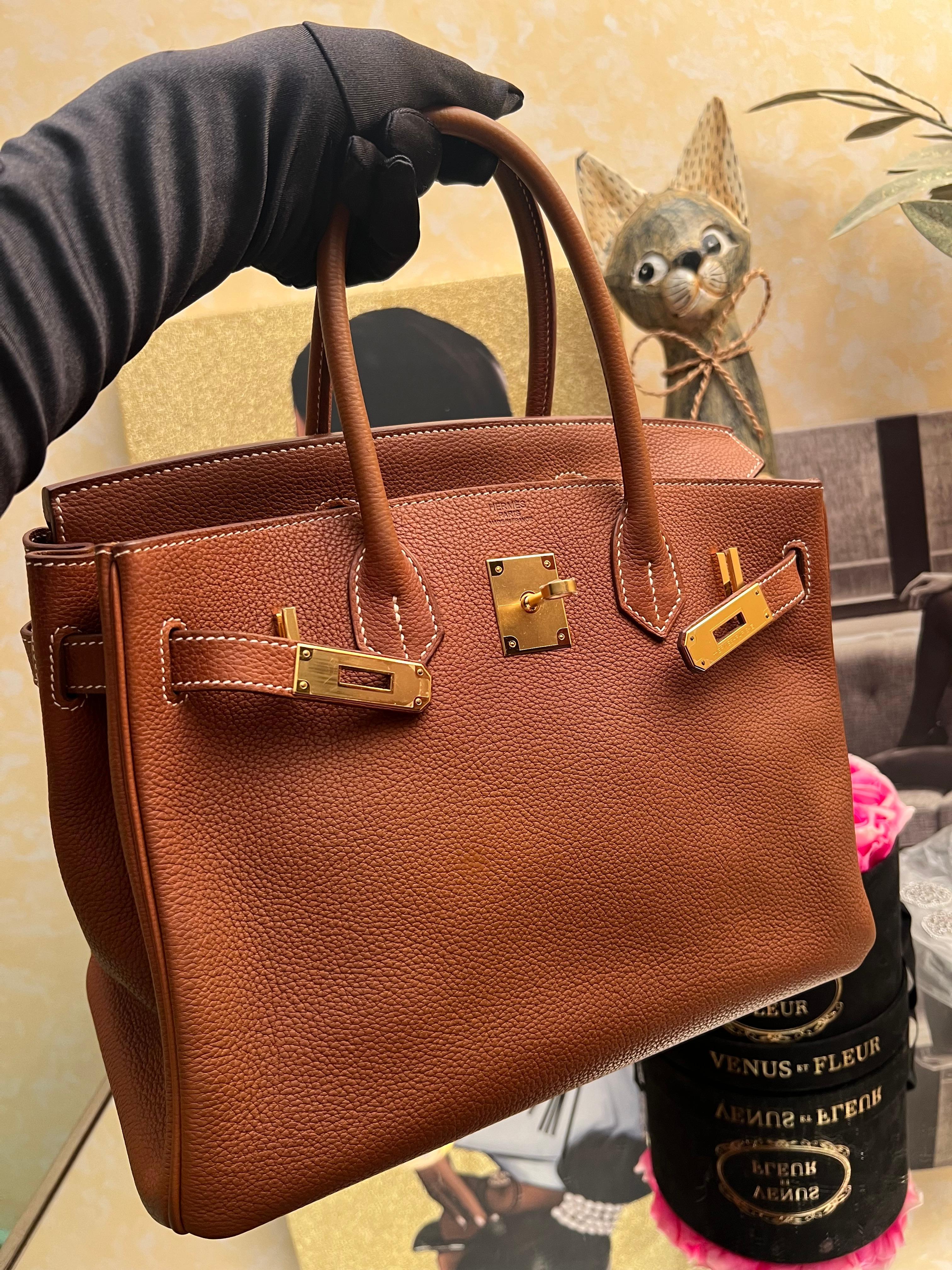 Hermes Birkin 30 Tasche Barenia Faubourg Gold Hardware Tasche im Angebot 14