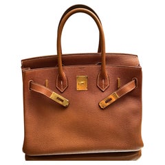 Hermes Birkin 30 Bag Barenia Faubourg Gold Hardware Bag