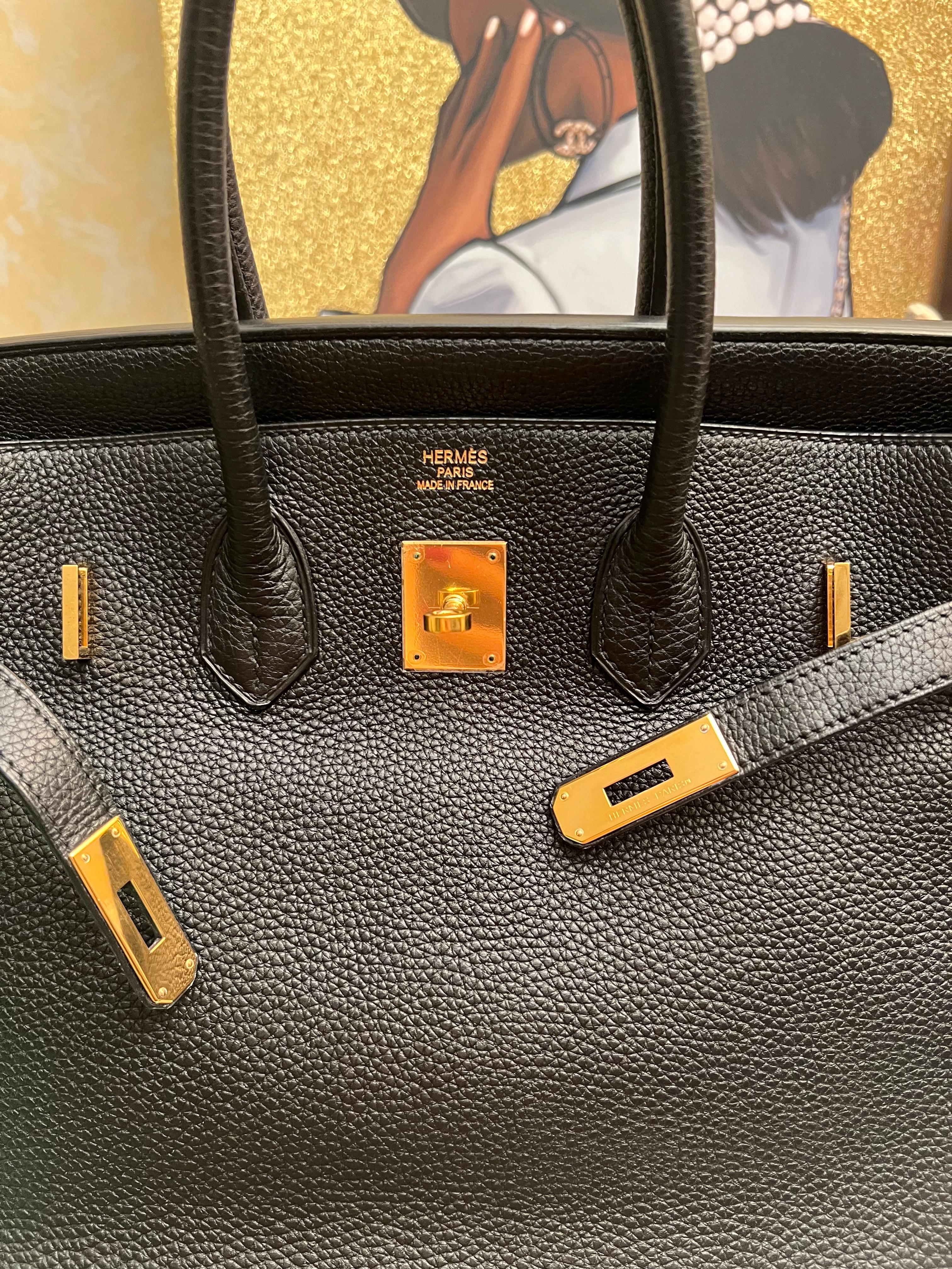 Hermes Birkin 35 Borsa in pelle nera Togo con GHW In condizioni buone in vendita a New York, NY
