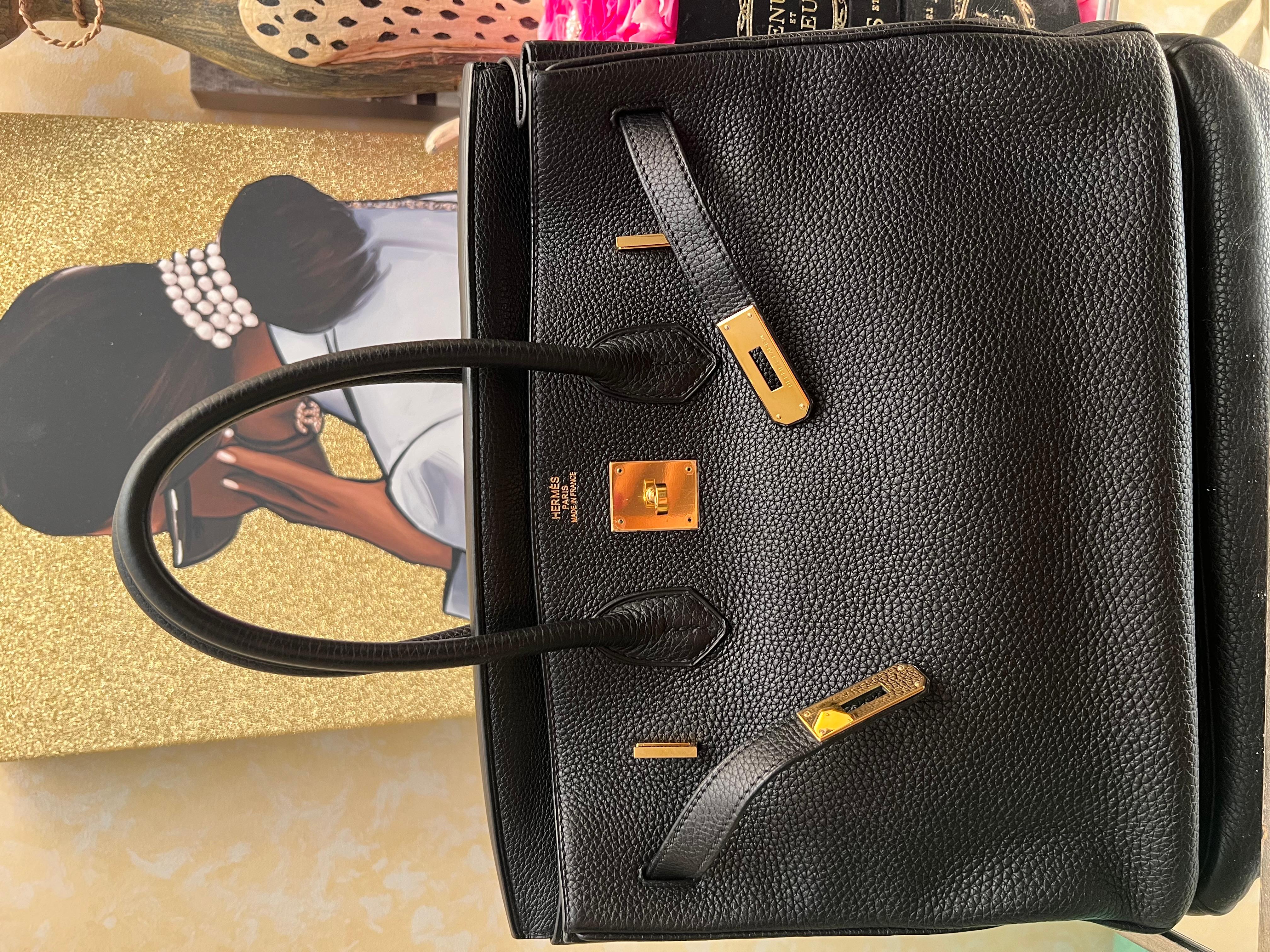 Hermes Birkin 35 Borsa in pelle nera Togo con GHW in vendita 9