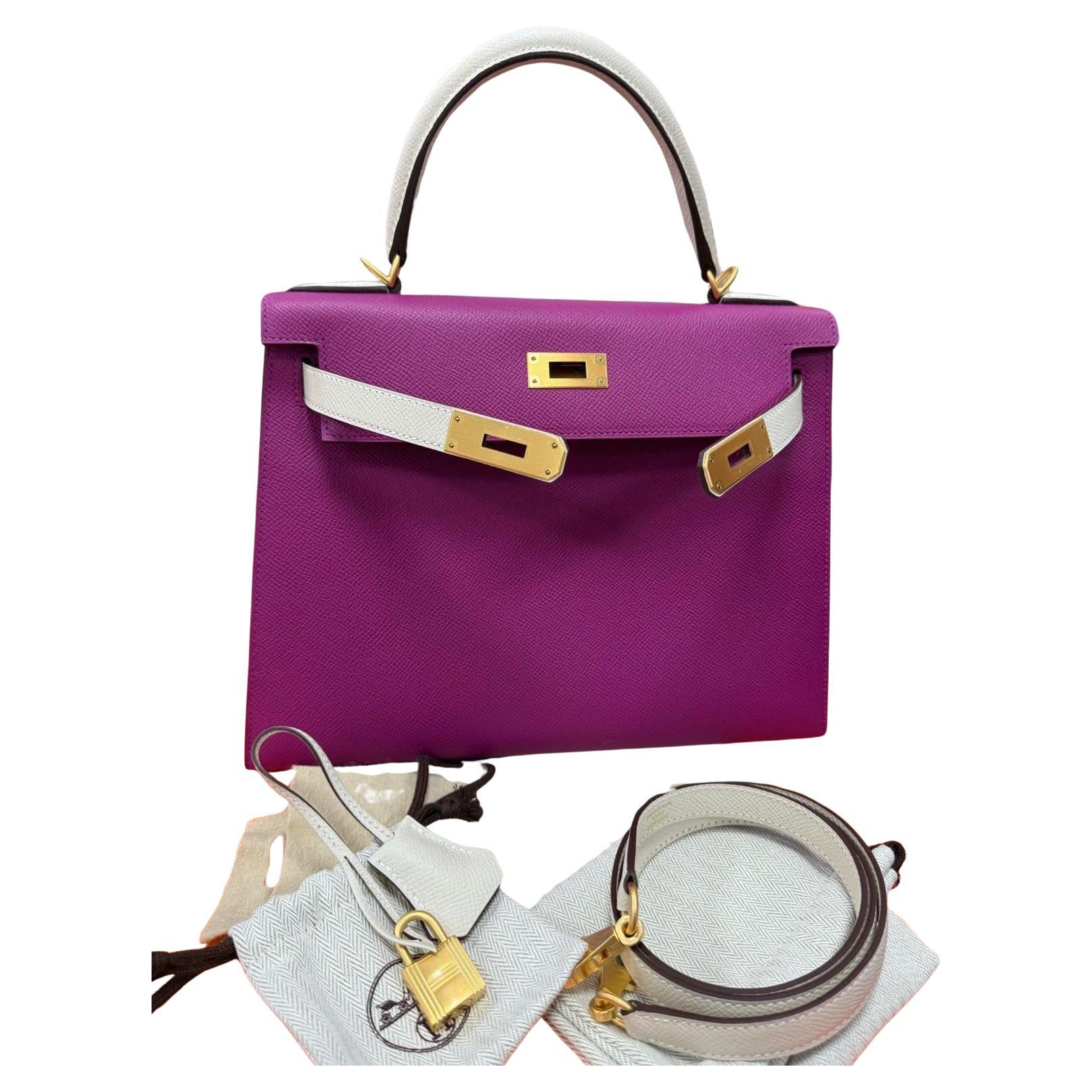 Hermes Kelly 28 Sellier Epsom Anemone und Craie HSS Tasche GHW im Angebot