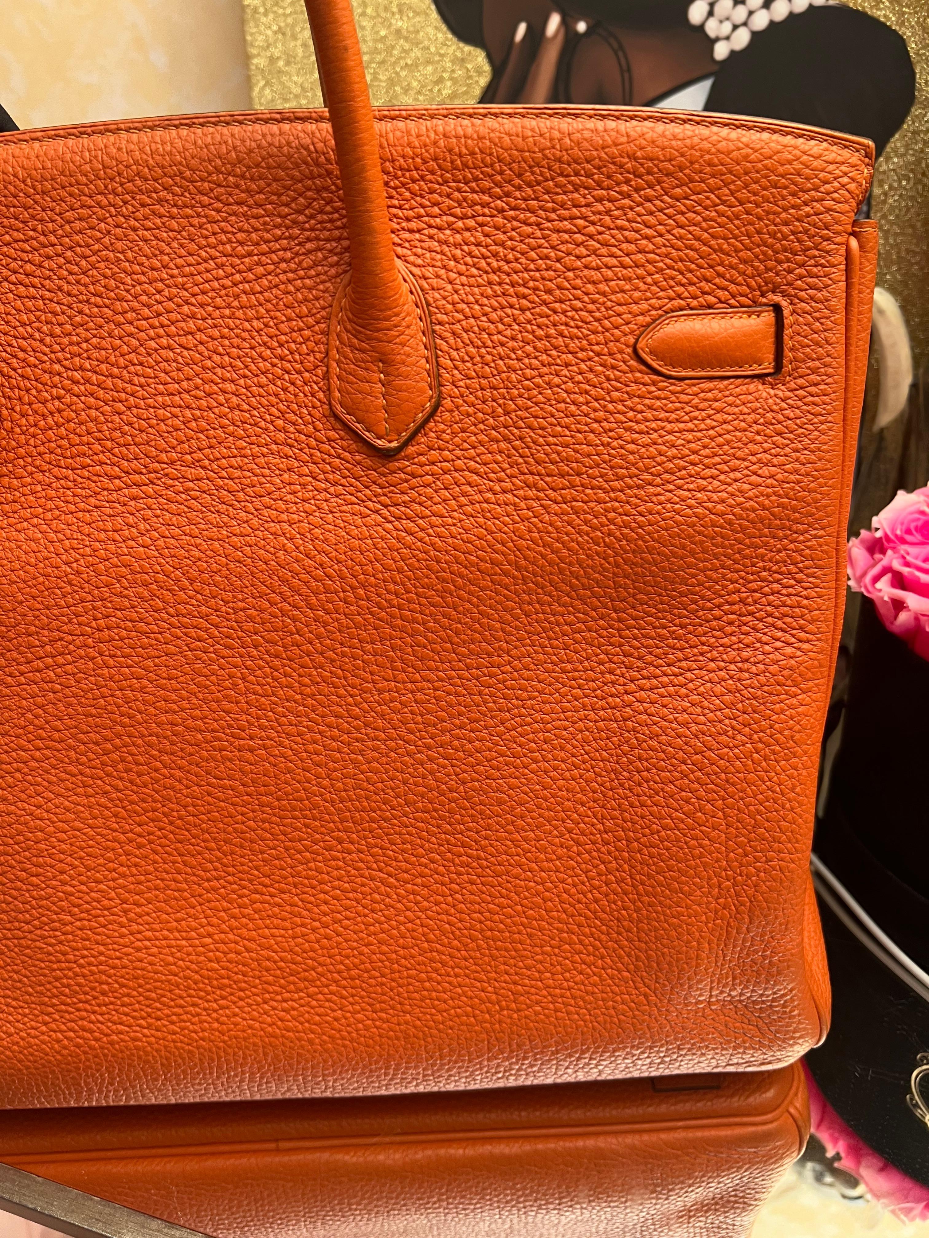 Borsa Hermes Birkin 40 Togo in pelle arancione GHW in vendita 7