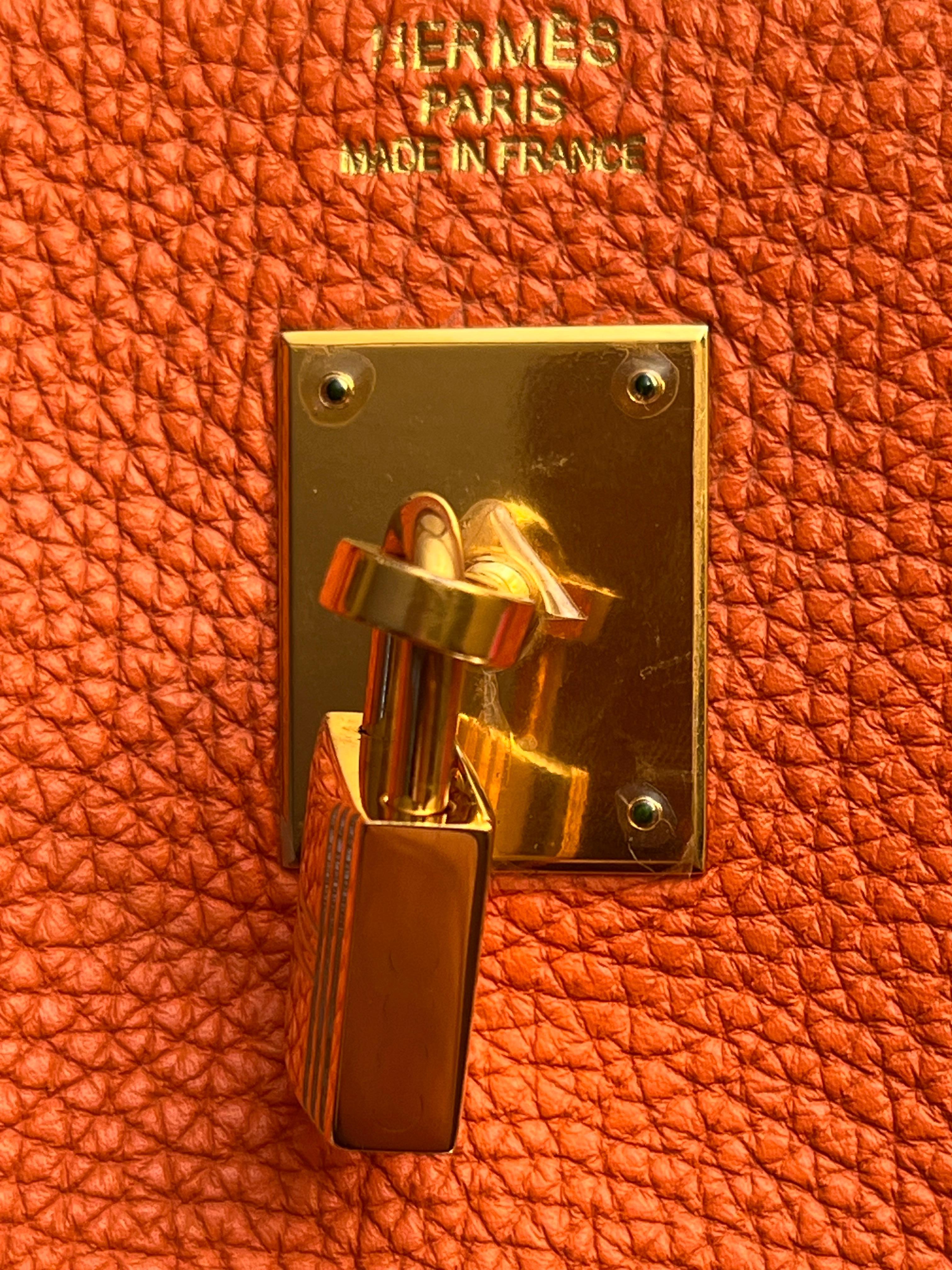 Borsa Hermes Birkin 40 Togo in pelle arancione GHW in vendita 4