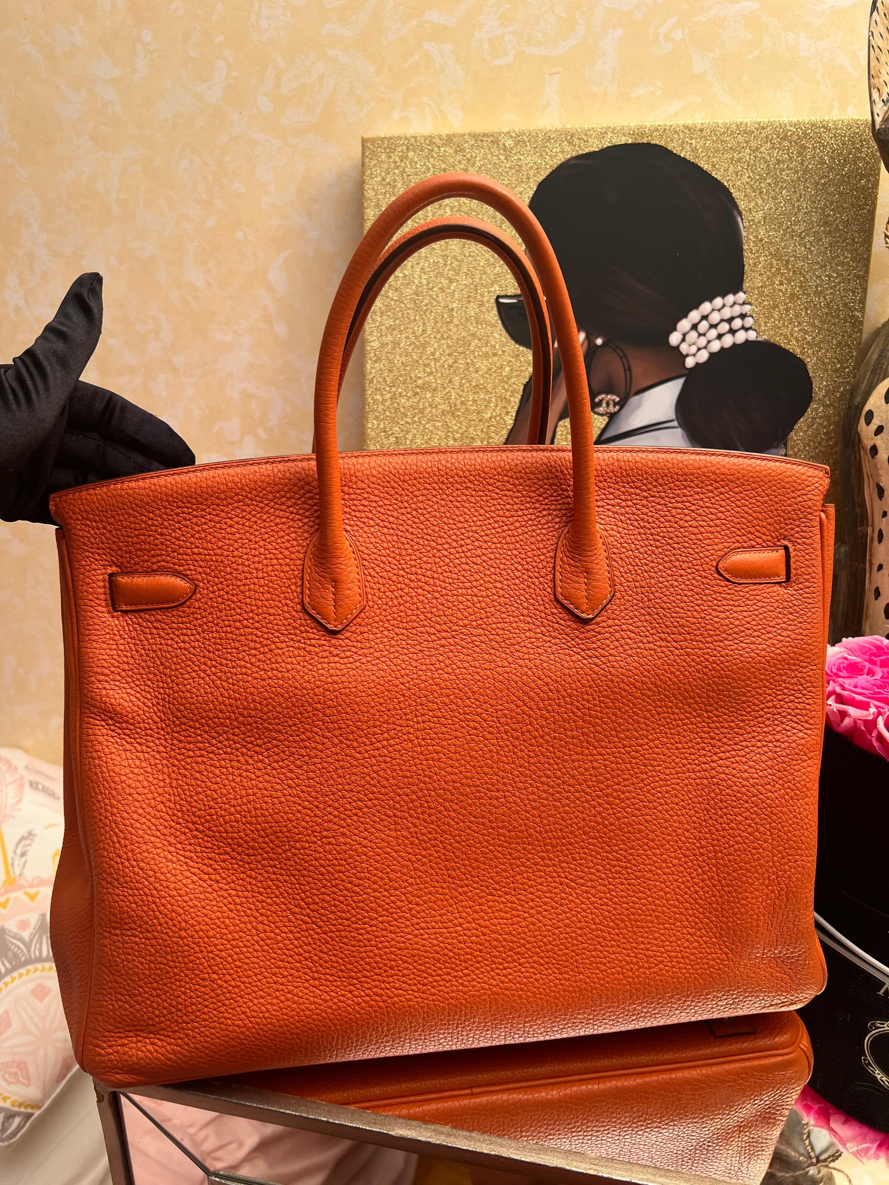 Borsa Hermes Birkin 40 Togo in pelle arancione GHW in vendita 6