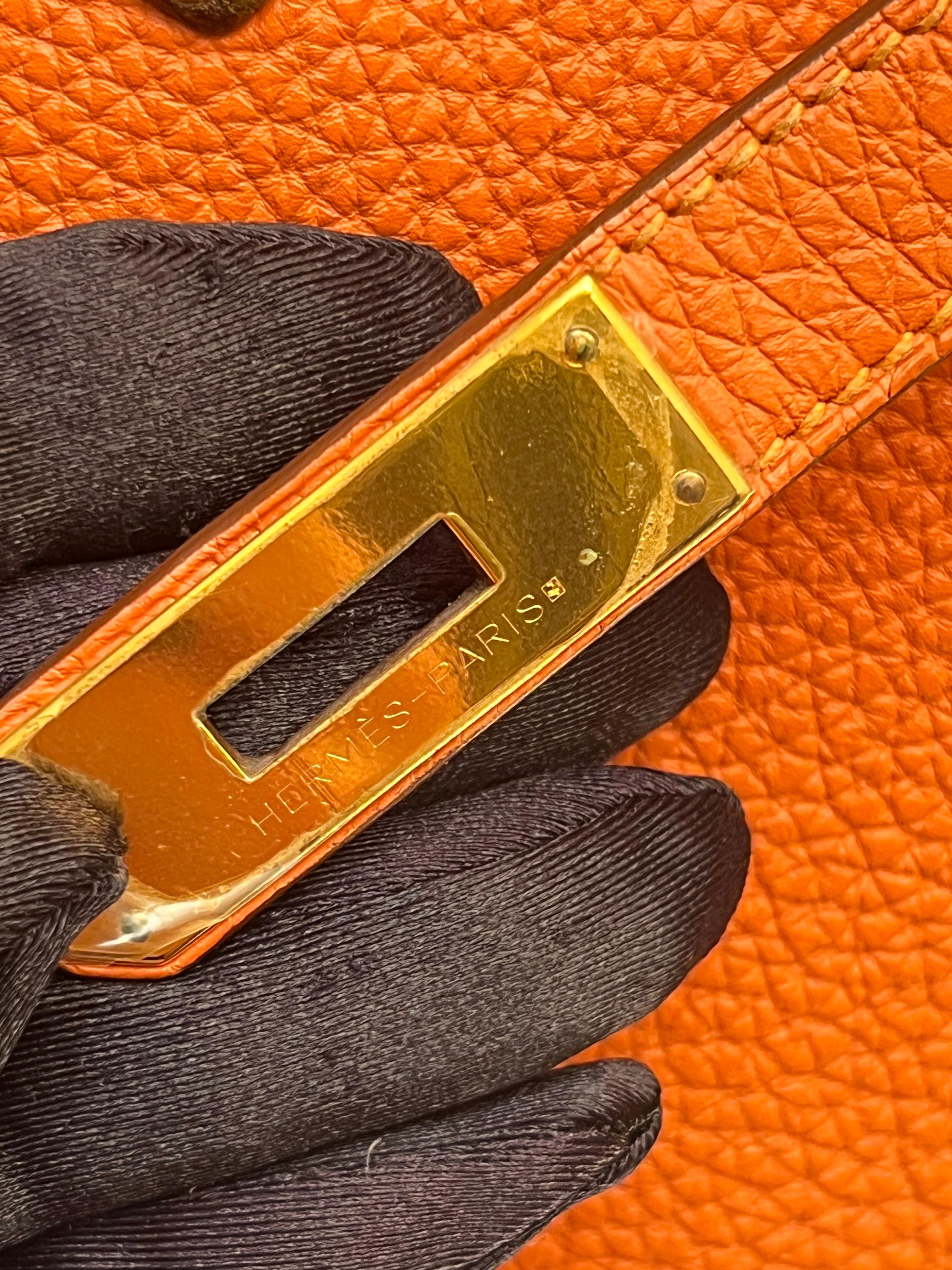 Borsa Hermes Birkin 40 Togo in pelle arancione GHW in vendita 2