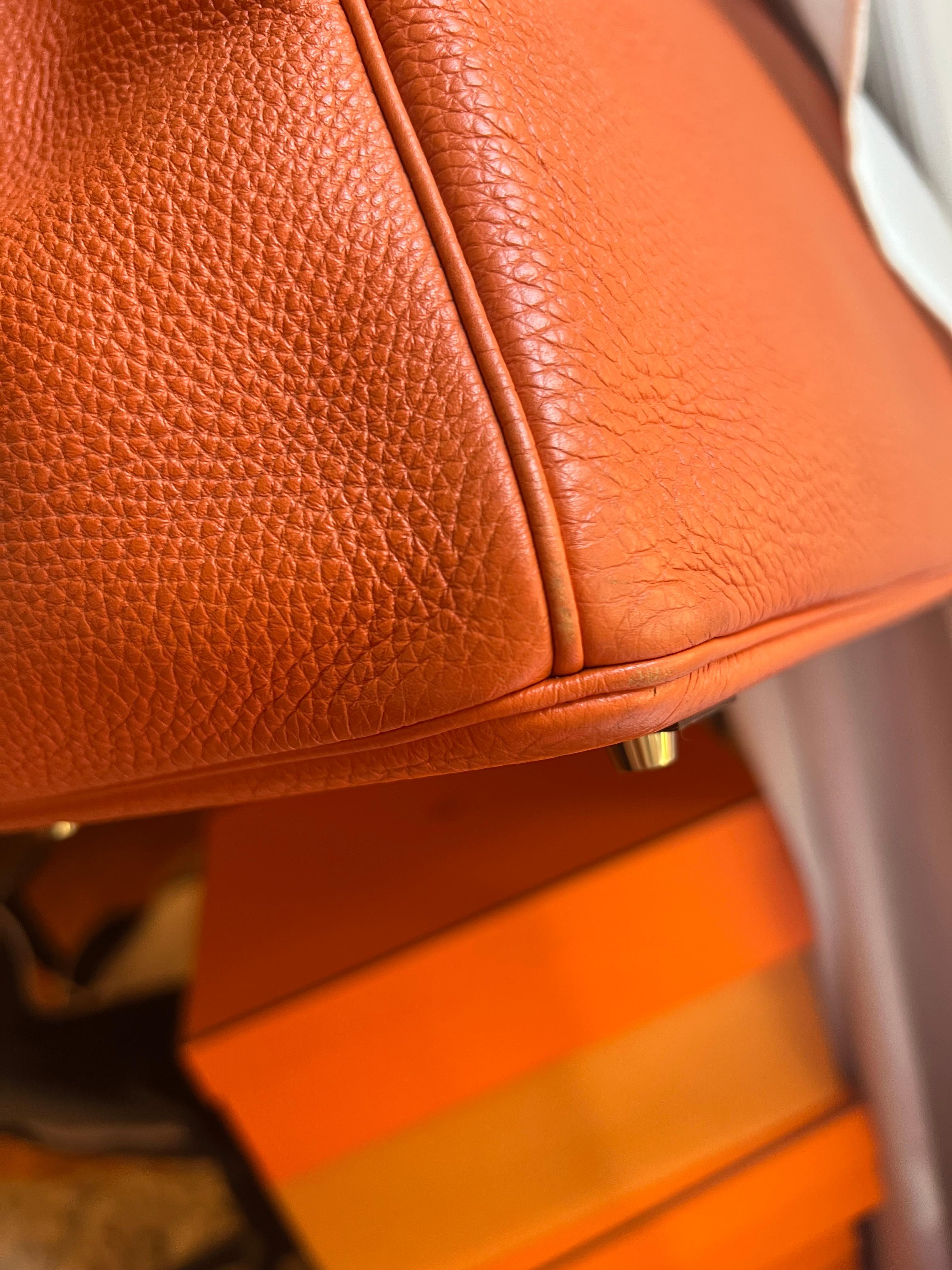 Borsa Hermes Birkin 40 Togo in pelle arancione GHW in vendita 10
