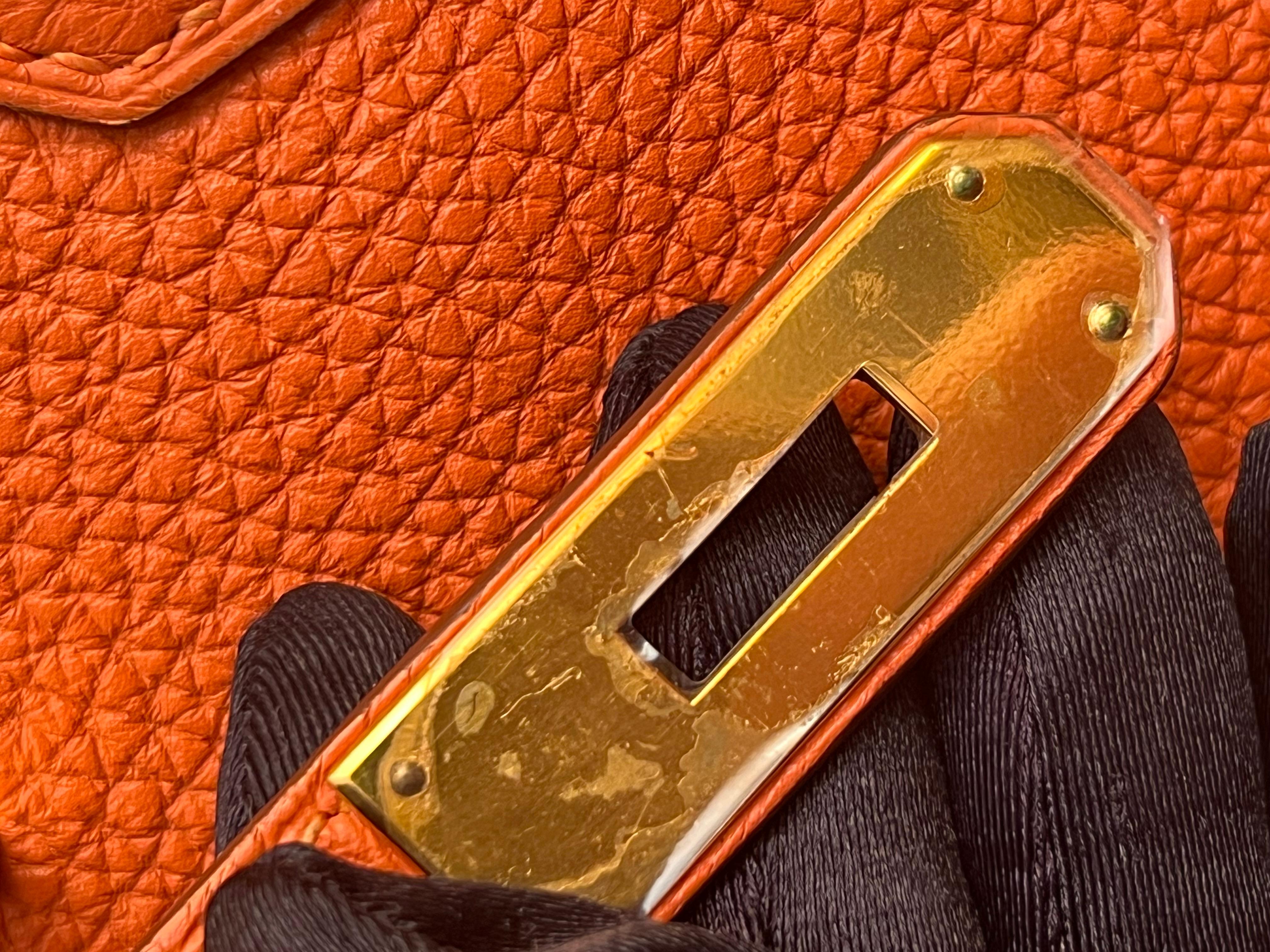 Borsa Hermes Birkin 40 Togo in pelle arancione GHW in vendita 3