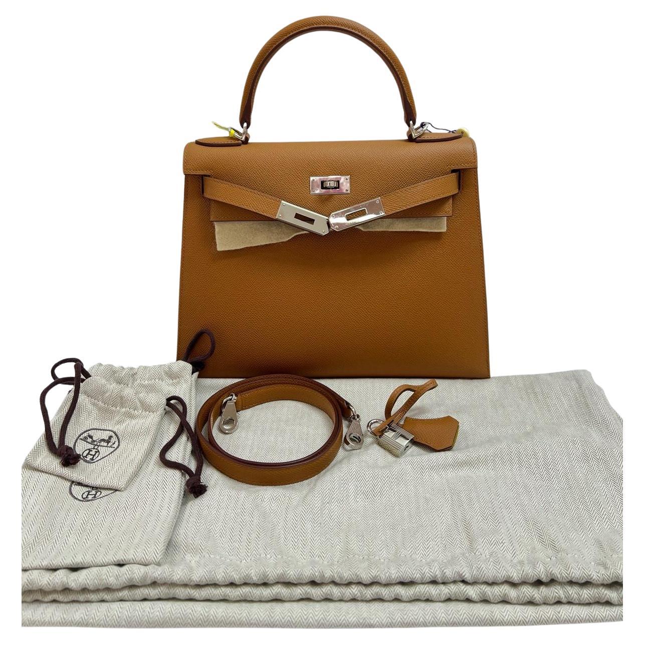 Hermes Kelly 28 HSS Oro Marrone con borsa PHW in vendita