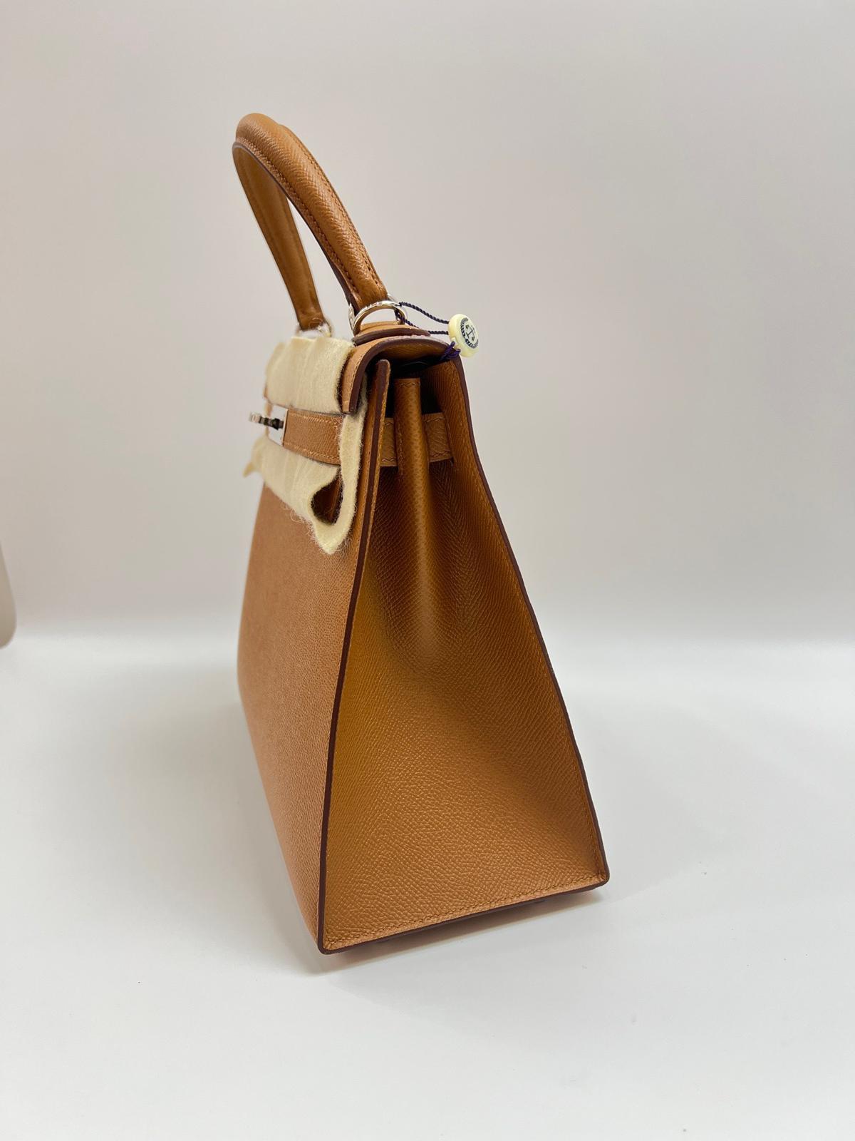 Hermes Kelly 28 HSS Oro Marrone con borsa PHW in vendita 1