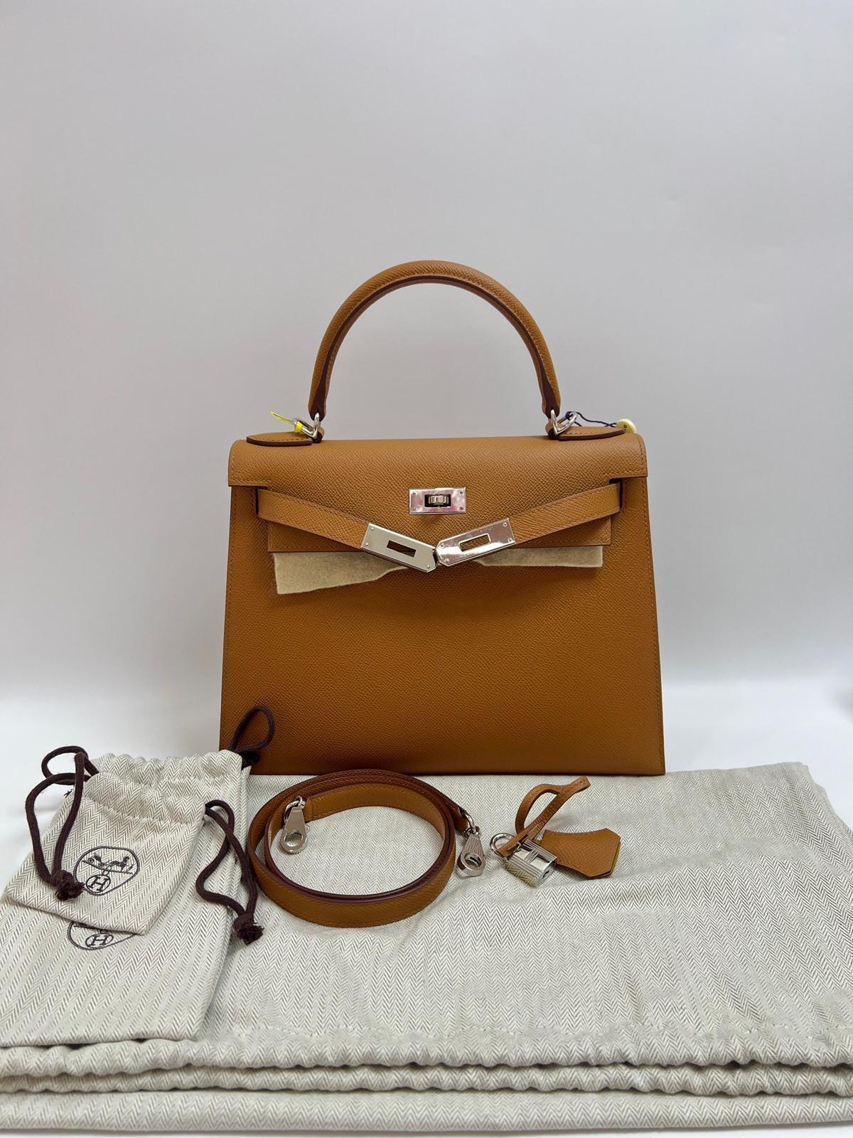 da uomo o donna Hermes Kelly 28 HSS Oro Marrone con borsa PHW in vendita