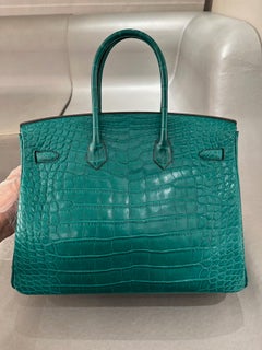 Hermes Birkin 35 Matte Alligator Malachite Bag