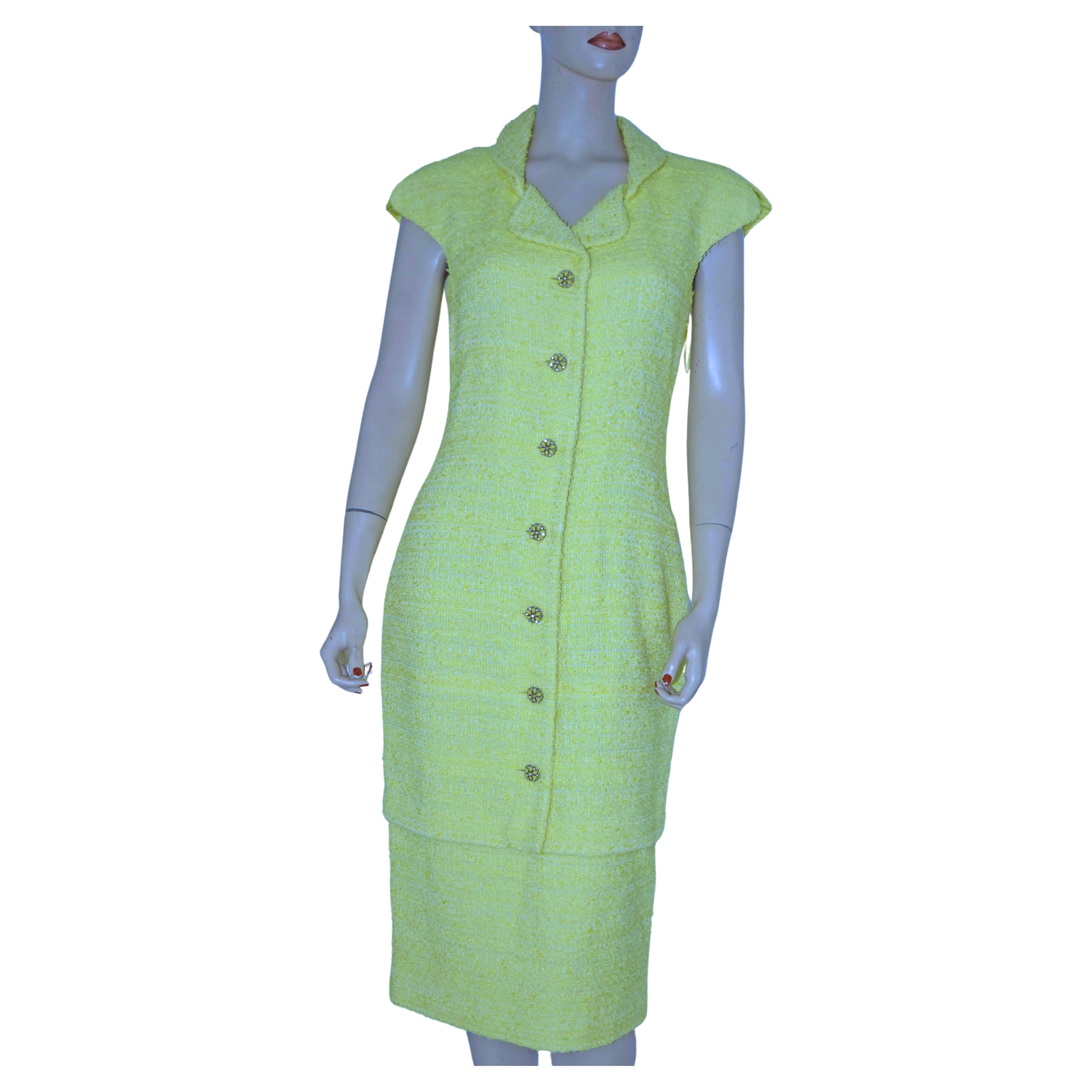 Chanel Tweed Midi Dress 12C 2012 NWT Costa $ 6700 Taglia 40