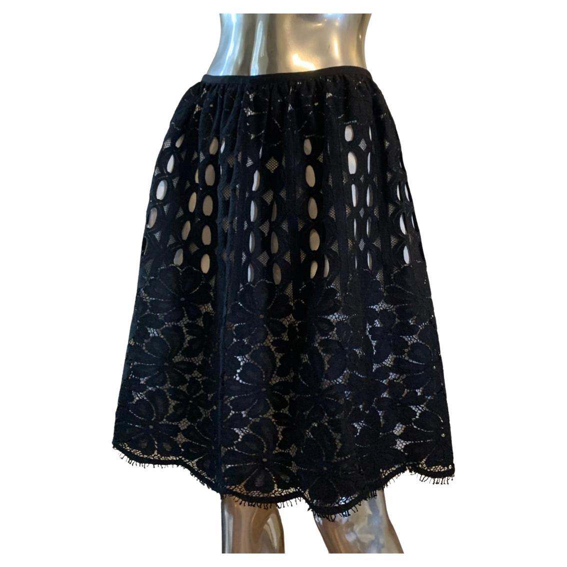 Lanvin Paris 2015 Collection Black Lace Lined Skirt by Alber Elbaz. NWT Size 6 For Sale