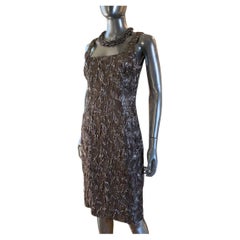 Michael Kors Collection Italy Floral Embossed Metallic Sleeveless Dress Size 6
