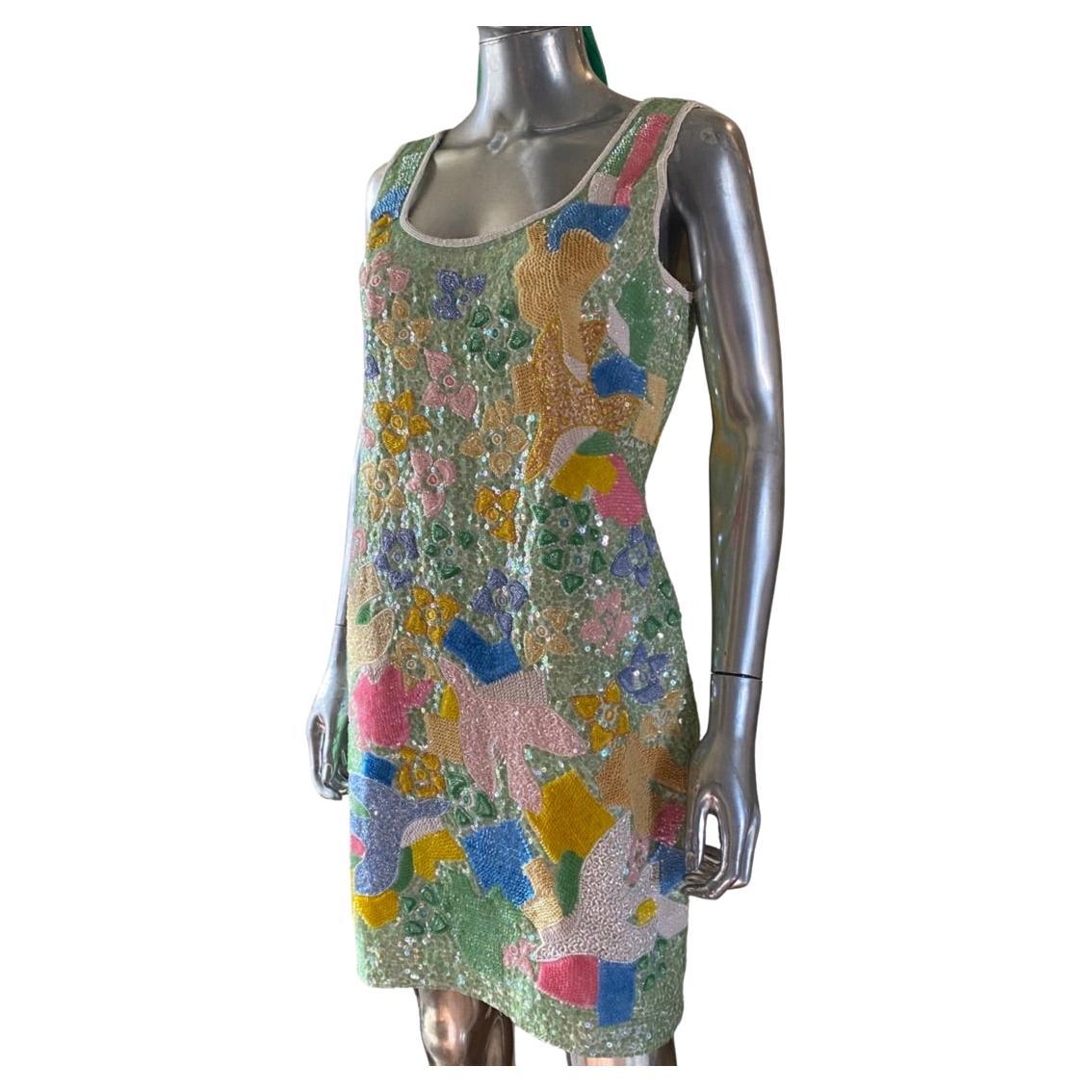 Ella Singh for Escada Limited Edition Hand Beaded Cocktail Dress NWT Size 10 For Sale