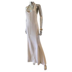 Ralph Lauren Collection White Matte Jersey Long Dress With Racer Back Size 8