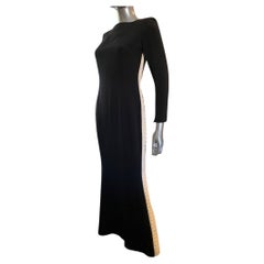 Vestido de noche moderno Mayela Alta Costura Italiana Negro y Crème Talla 6-8