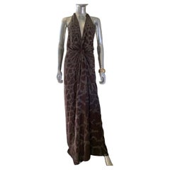 Roberto Cavalli 2008 Sexy Brown and Pewter Hand-Beaded Gown Italy, NWT Size 8