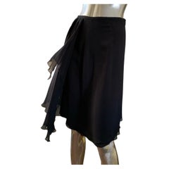 Armani Collezione Black Silk Chiffon Draped Skirt Italy Size 8