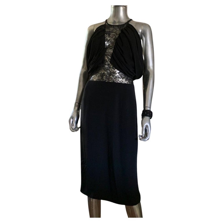 Cushnie Et Ochs Runway Collection Sexy Black Silk and Lace Cocktail Dress  Size 8 For Sale at 1stDibs