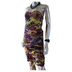 Diane Von Furstenberg African Sugar Print Drape Chiffon Bustier Dress NWT Size 8