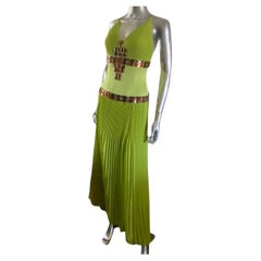 Roberto Cavalli Vestido plisado lima con pedrería para Just Cavalli Talla 6