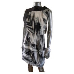 Vera Wang Modern Sleeveless Abstract Print Dress W/ Asymmetrical Collar Size 8