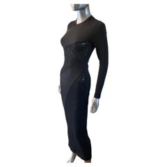 Christian Lacroix for Bazar Black Strech Lace & Knit Long Dress, Paris Size 4