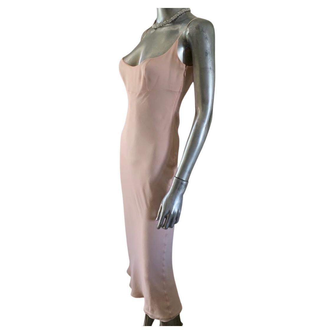 Richard Tyler Couture Blush Pink Bias Cut Silk Dress Celebrity Owned Size 6 For Sale