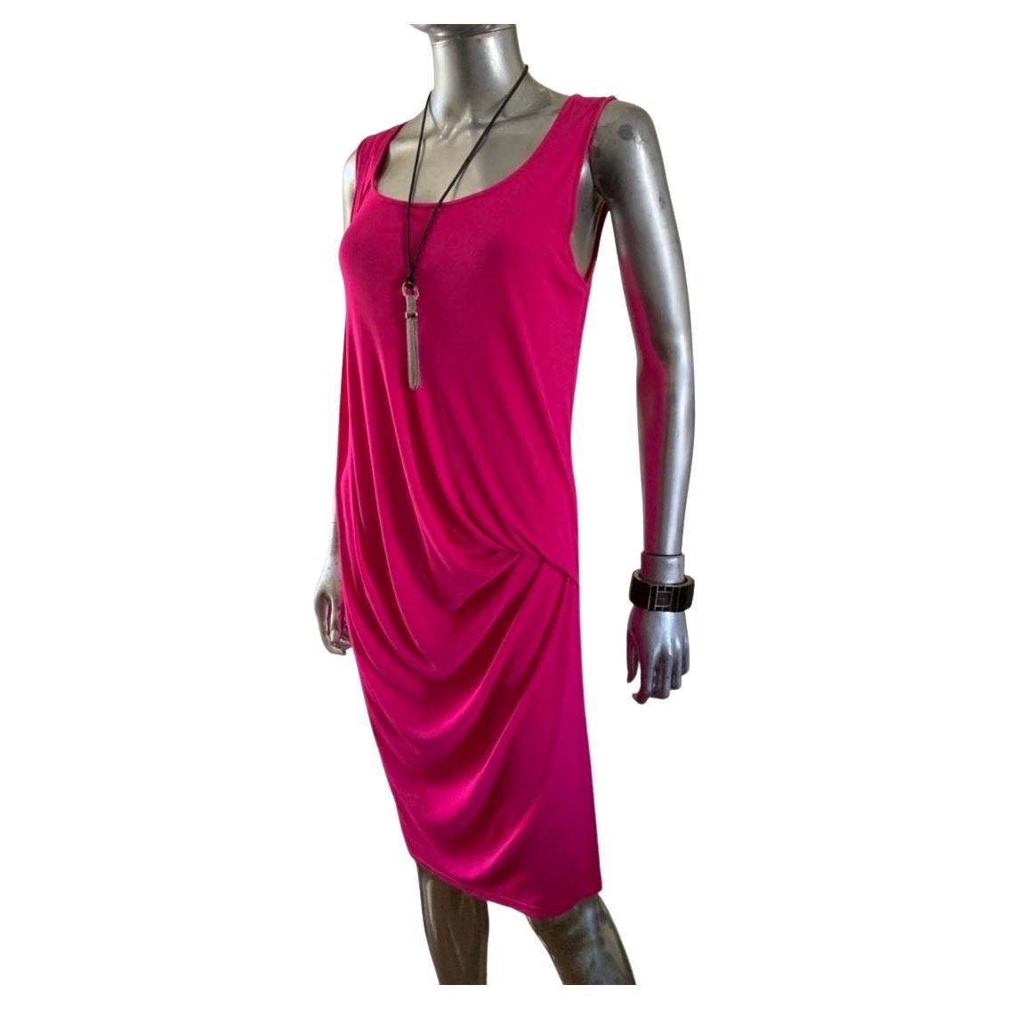 Michael Kors Collection Italy Fuchsia Pink Draped Jersey Dress  Size 2 For Sale