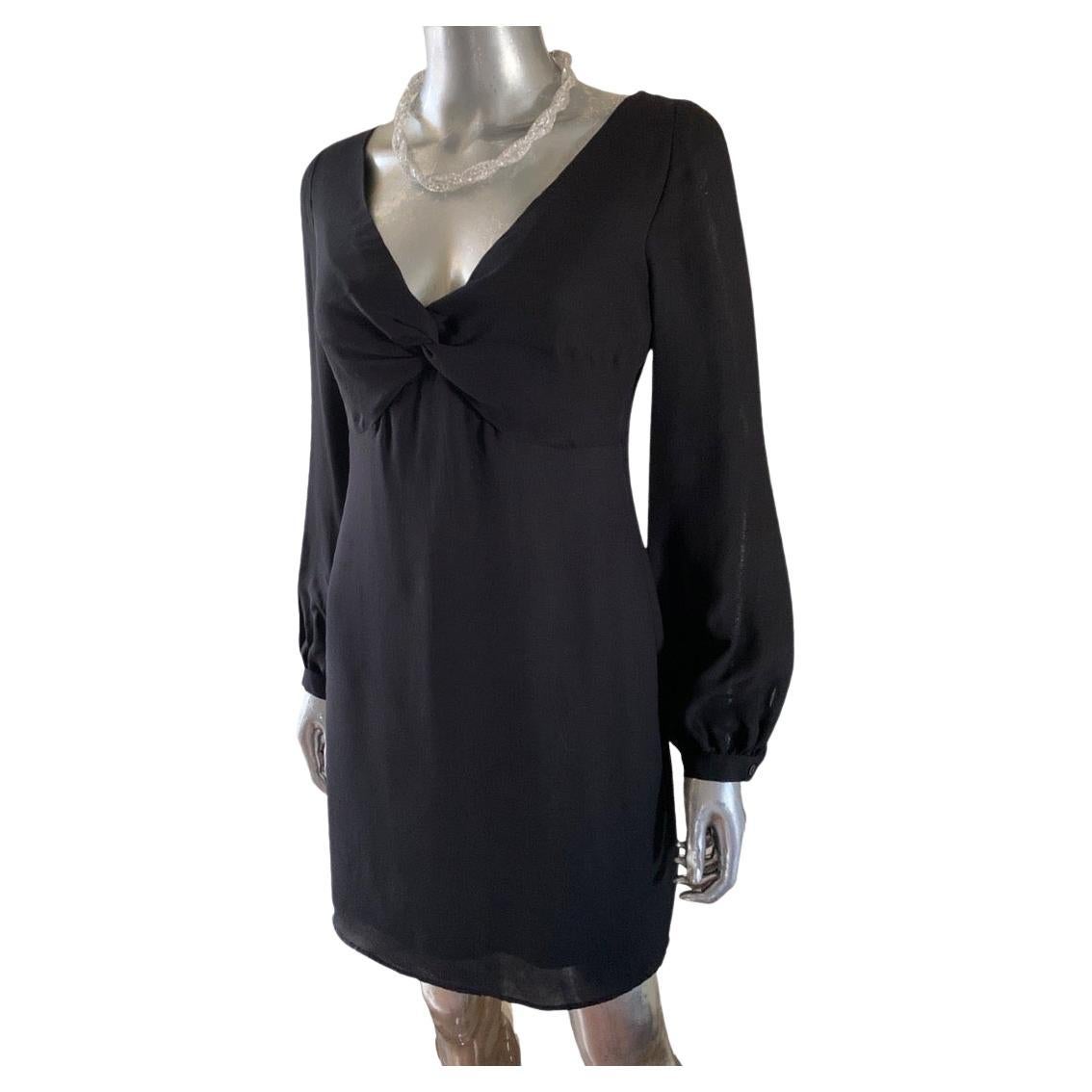 Kleines schwarzes Kleid Valentino Roma Drapierte Vorderseite Chemise, Italien NWT Größe 8