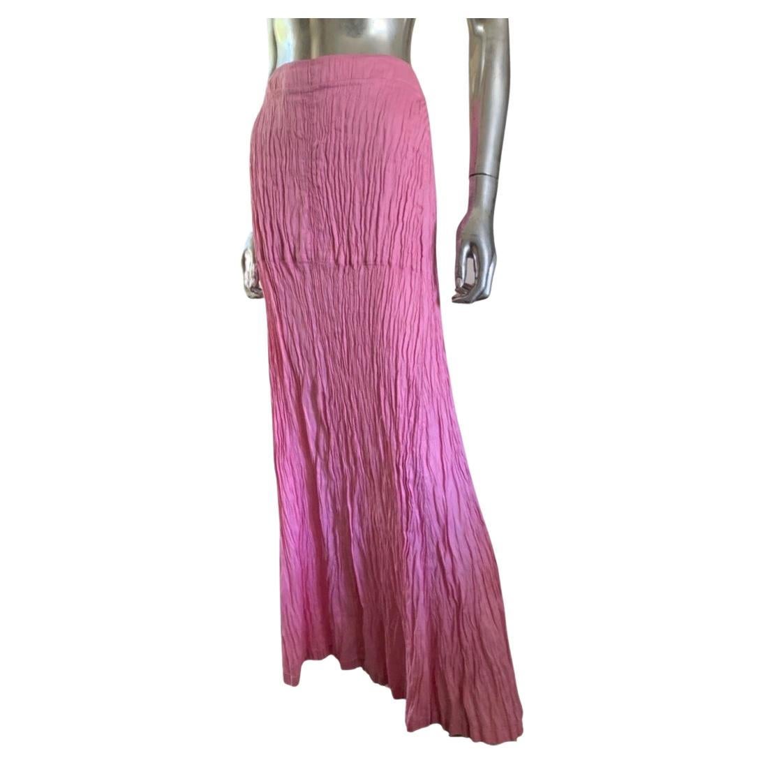 Italian pink Crush Pleat Linen Skirt by 120% Lino Size 10 For Sale