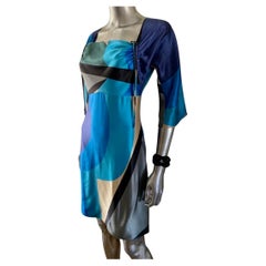 Vintage Vera Silk Charmeuse Modern Scarf Print Dress by Vera Neumann Size 4