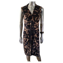 Oscar De La Renta Runway Collection Sheath Black/Tan Print Dress. Size 8 