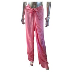 Stephan Janson  Pantalon en charmeuse de soie rose italienne noué sur le devant, taille 8