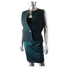 Bill Blass Custom Emerald Cocktail Strapless Dress & Vest for Martha PB Size 8