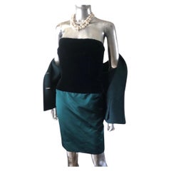 Bill Blass Custom Emerald Cocktail Strapless Dress & Vest for Martha PB Size 8