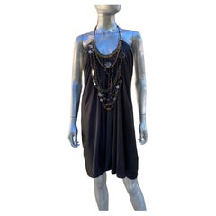 KaufmanFranco Black Silk Jewelry Embellished Necklaces Draped Dress  Size 6