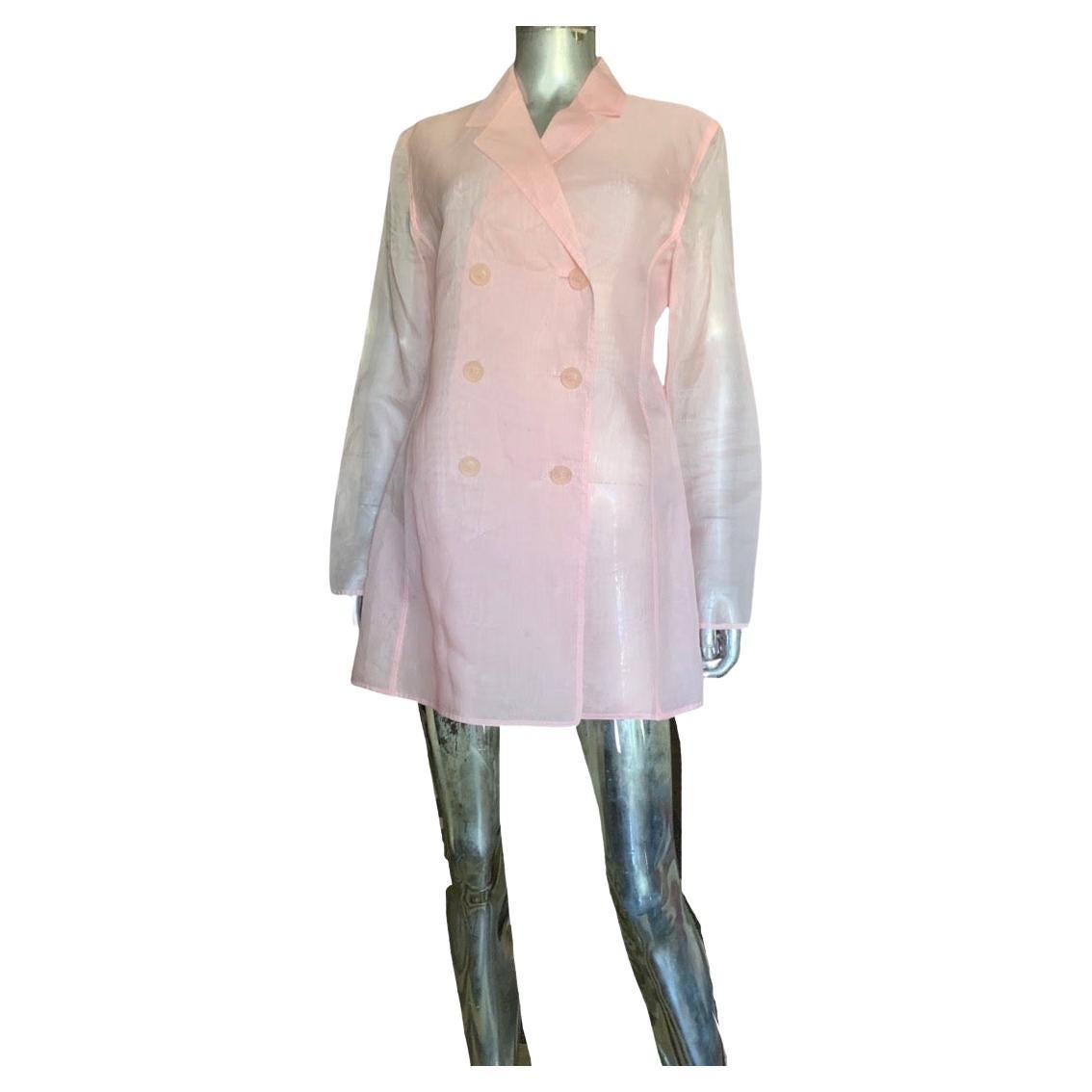 Genny Italy Pink Sheer Silk Organza Dress or Blazer Size 6-10