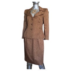 Oscar De La Renta - Vestito con gonna metallizzata color rame, Neiman Marcus - Taglia 8