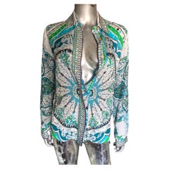 Emilio Pucci Collection Hand Beaded Signature Silk Print Blouse, Italy Size 4 