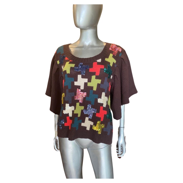 Kenzo Brown Wool/Angora/Viscose Pullover Sweater w/Sequins Size L For