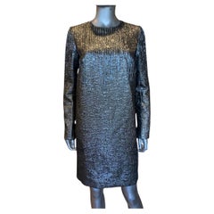 Carmen Marc Valvo - Robe de cocktail chic effet bronze métallisé bordée de perles à la main - Taille 4
