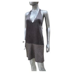 KaufmanFranco Rhinestone & Silver Studded "Rockstar" Silk Tank Dress Size 4