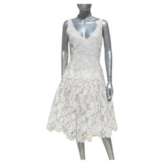 Vintage Scaasi for Martha Spring Summer Sleeveless White Lace Party Dress Size 10